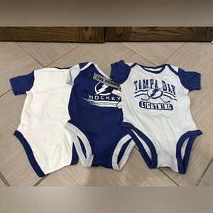 Kids Onesie Trio - Navy, White, and Blue NHL Tampa Bay Lightning